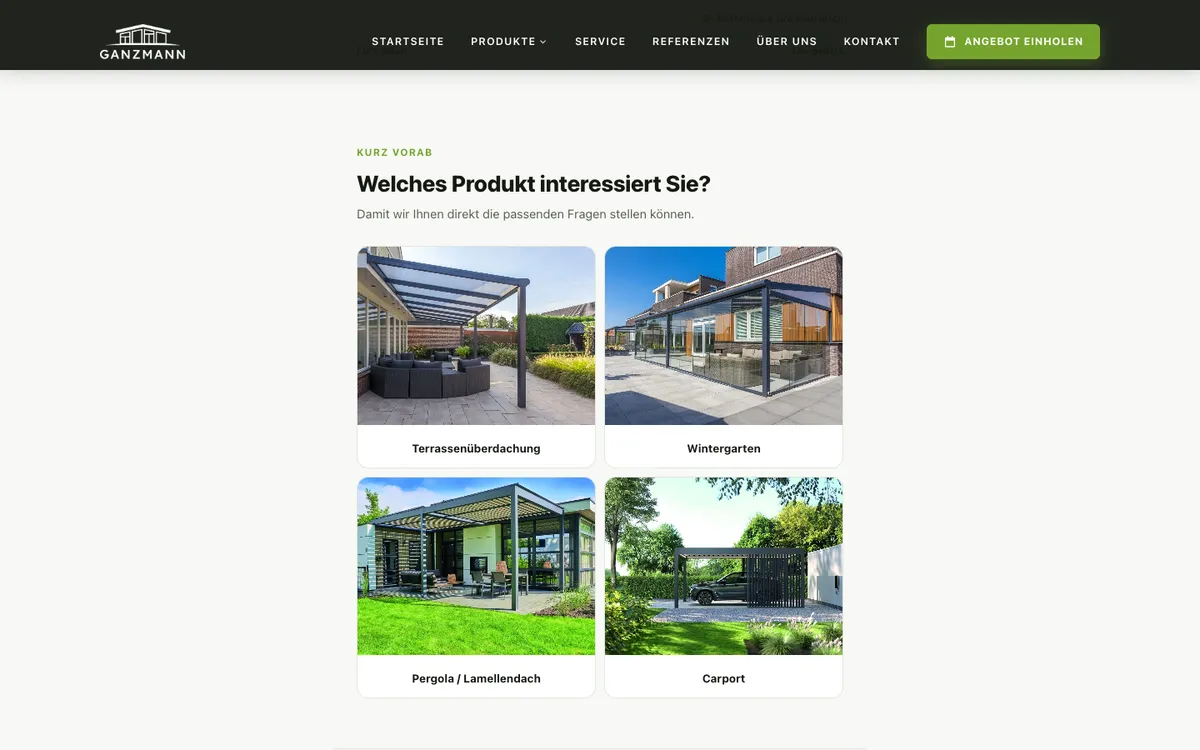 Anfrage-Funnel für Ganzmann Überdachungen