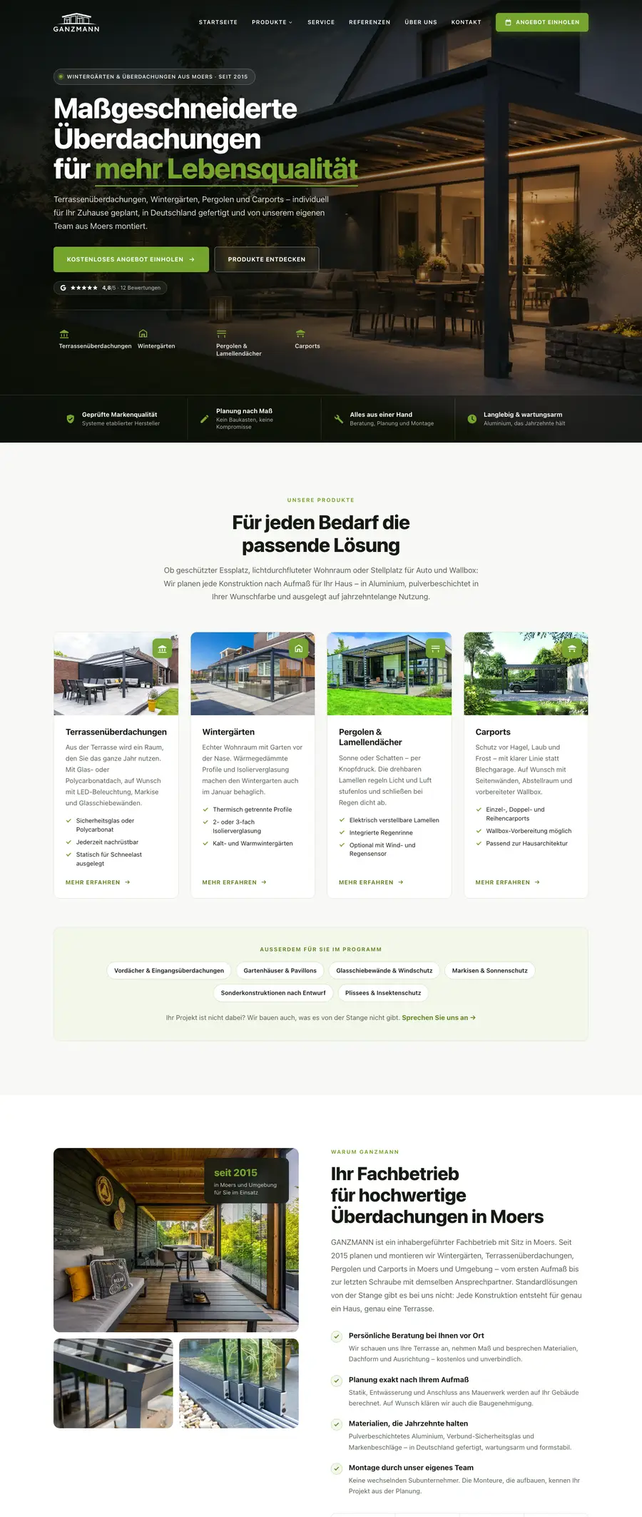 Website Ganzmann Überdachungen